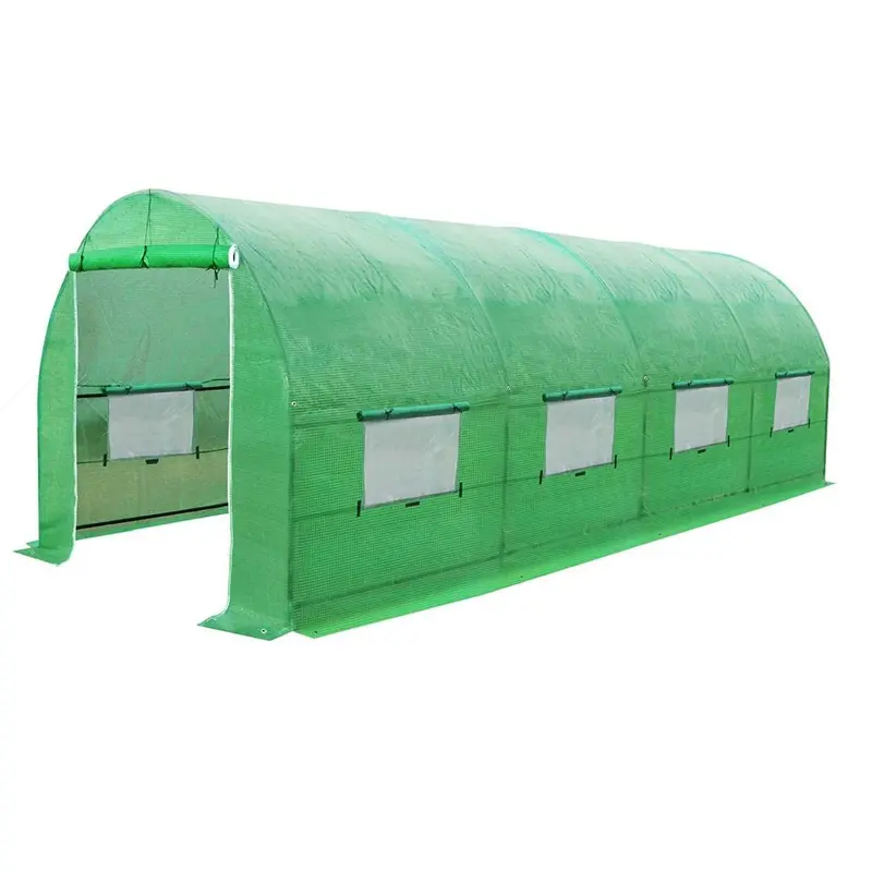10 Ft X 20 Ft Greenhouse Kit With Heavy-Duty Green Pe Cover And Ventilation System 1