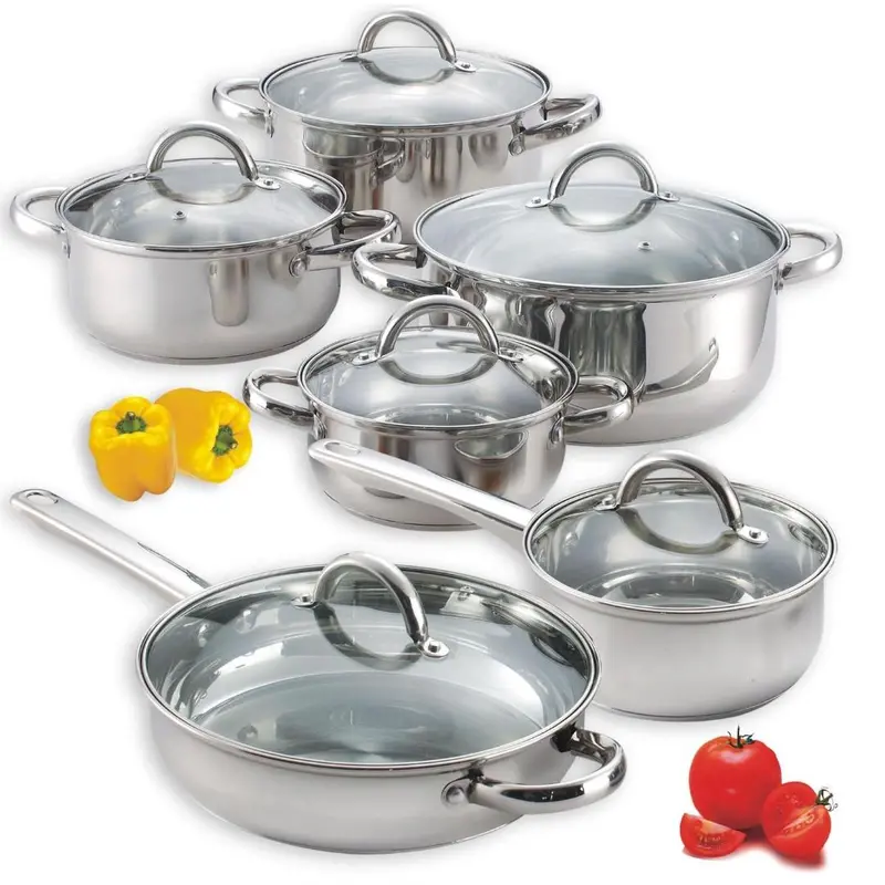12-Piece Stainless Steel Cookware Collection With Tempered Glass Lids 1