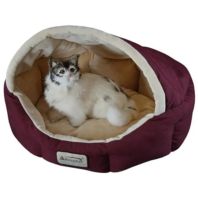 18-Inch Burgundy-And-Beige Pet Bed For Small Dogs And Cats By Armarkat 1