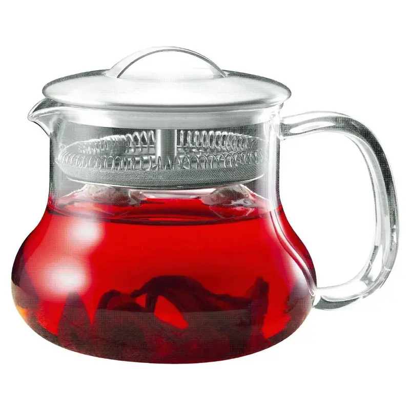 22-Ounce Stainless Steel Glass Kettle With Built-In Tea Strainer And Lid 1