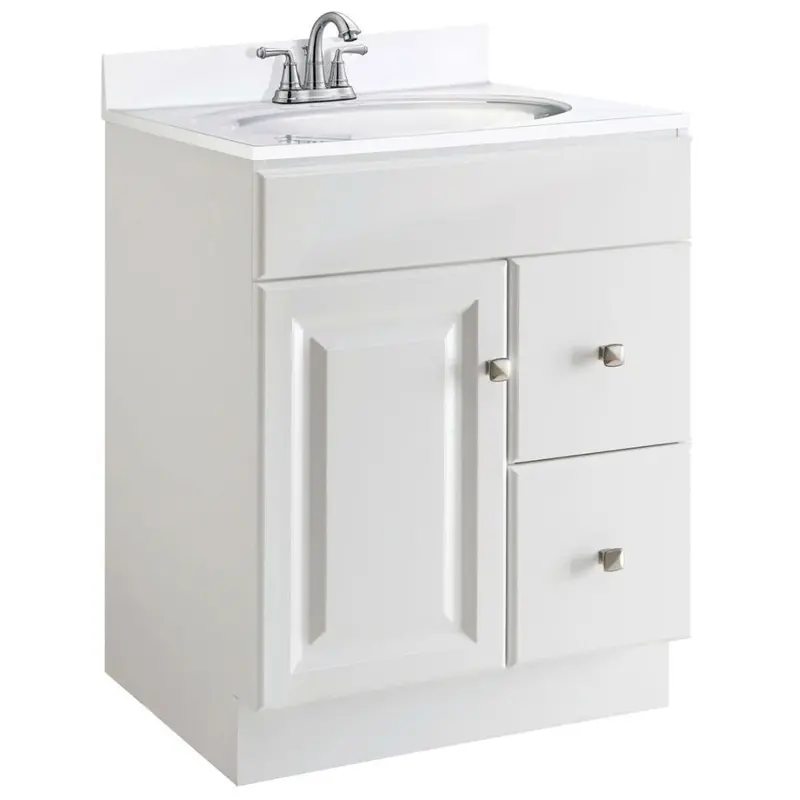 24-Inch Modern White Semi-Gloss Bathroom Vanity Base Cabinet 1