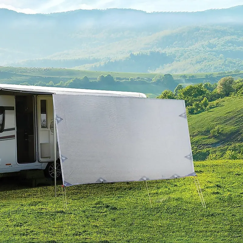 3.4M Caravan Side Privacy Screen – Sunshade For 12-Foot Roll-Out Awnings – Uv-Resistant Grey Fabric 1