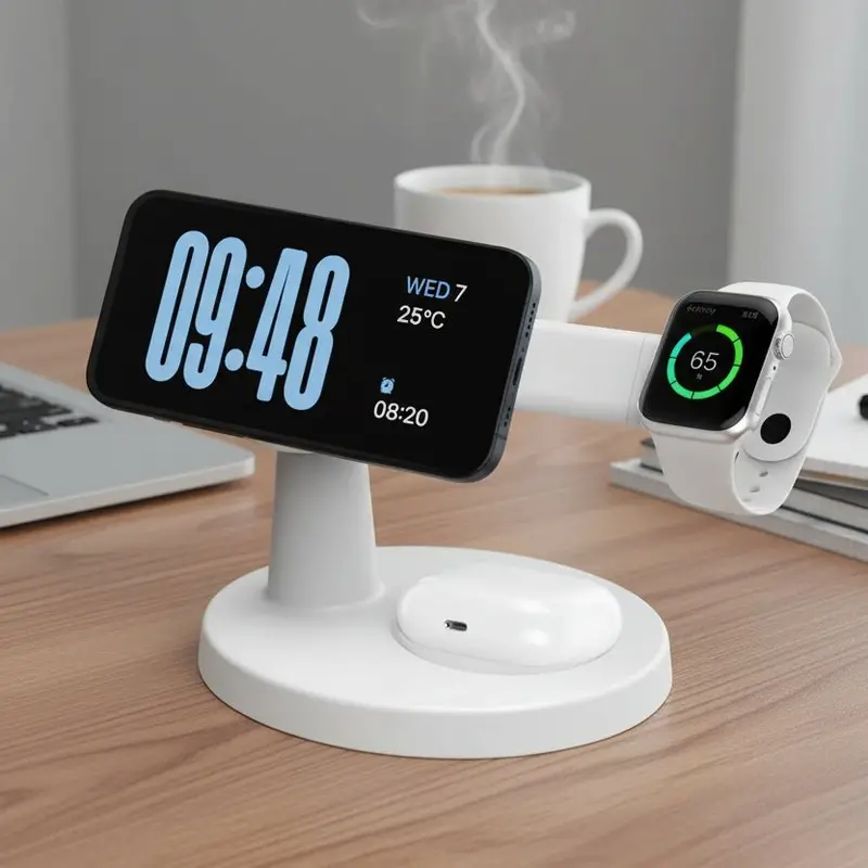 3-In-1 Magnetic Wireless Charging Stand – Magsafe-Compatible For Iphone 13–16, Apple Watch, And Airpods Pro 1