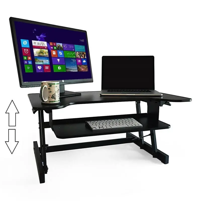 32-Inch Black Height-Adjustable Standing Desk Converter – Ergonomic Monitor Stand 1