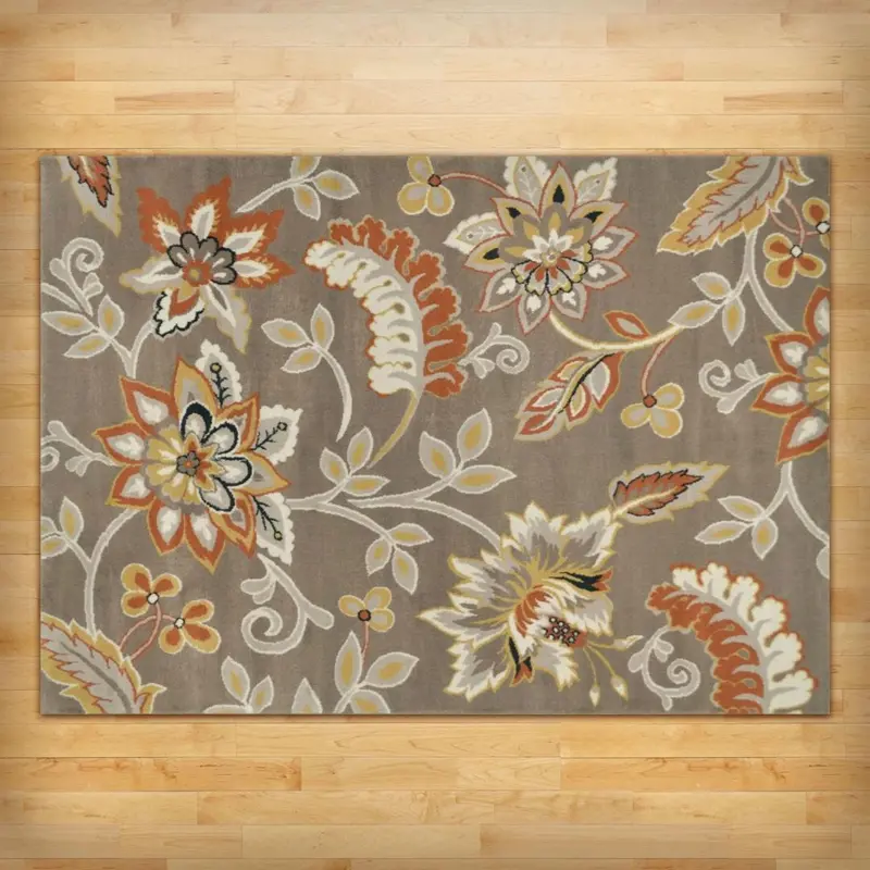3'3" X 5'2" Tufted Cotton Area Rug – Floral Pattern In Yellow, Orange, Beige & Brown 1