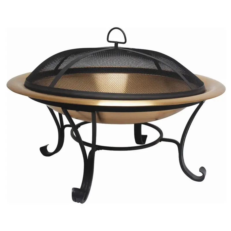 35-Inch Copper Bowl Fire Pit With Steel Stand And Protective Cover 1