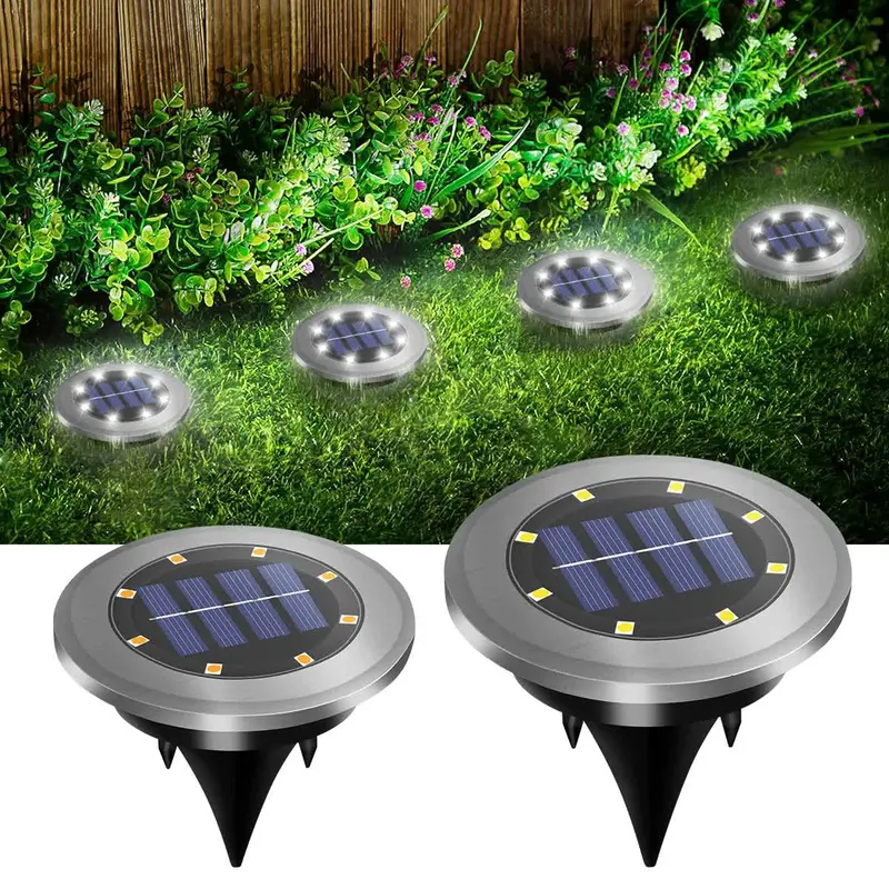 4-Pack Modern Solar In-Ground Yellow Landscape Lights – Compact Abs & Stainless Steel Spike Lamps (8.3X8.3X10 Cm), Waterproof Pathway Lighting 2
