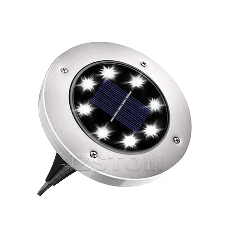 4-Pack Solar In-Ground White Path Lights – Stainless Steel Spike Lamps (12X12X13 Cm), 8 Led Each, Weatherproof Lawn & Garden Lighting 1