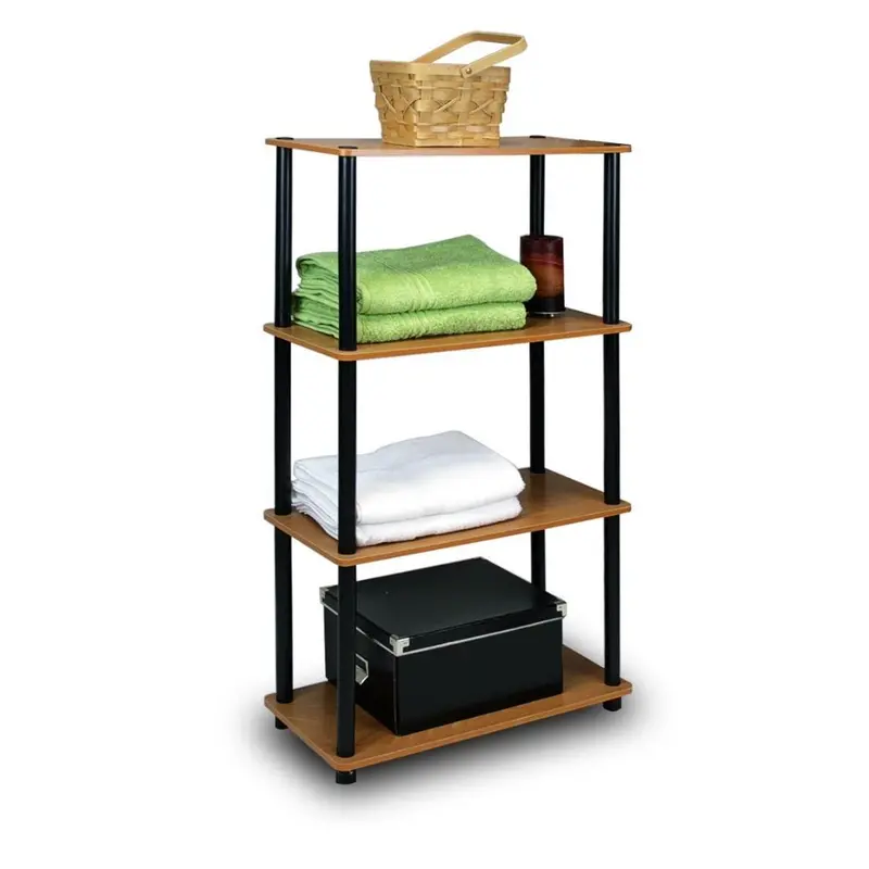 4-Tier Cherry-Finished Display Shelf And Bookcase For Living Room Or Office 1