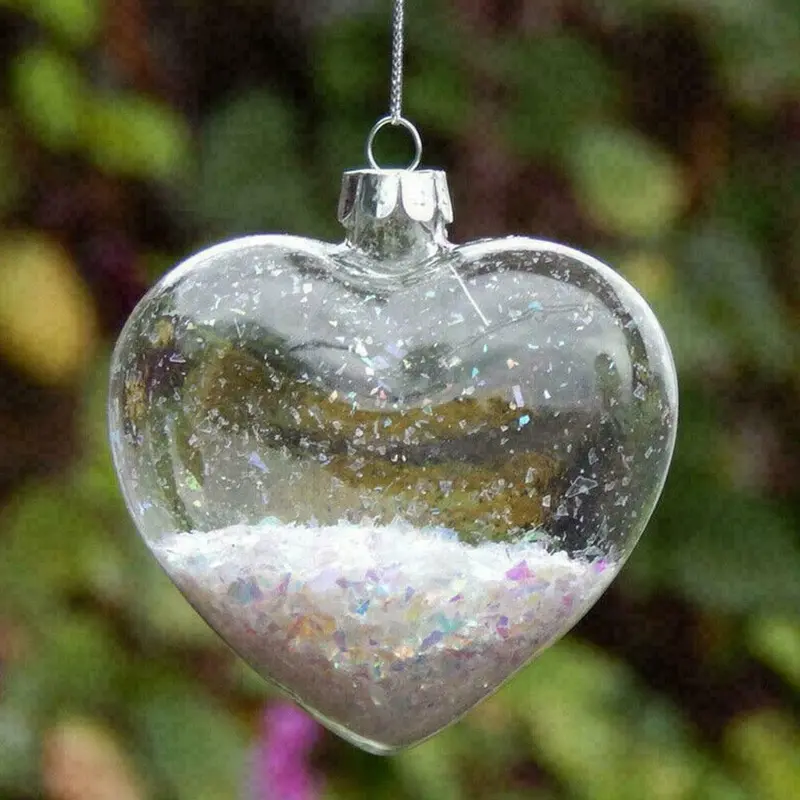 5-Pack Fillable Iridescent Glass Heart Ornaments – Elegant Diy Christmas & Wedding Baubles 1