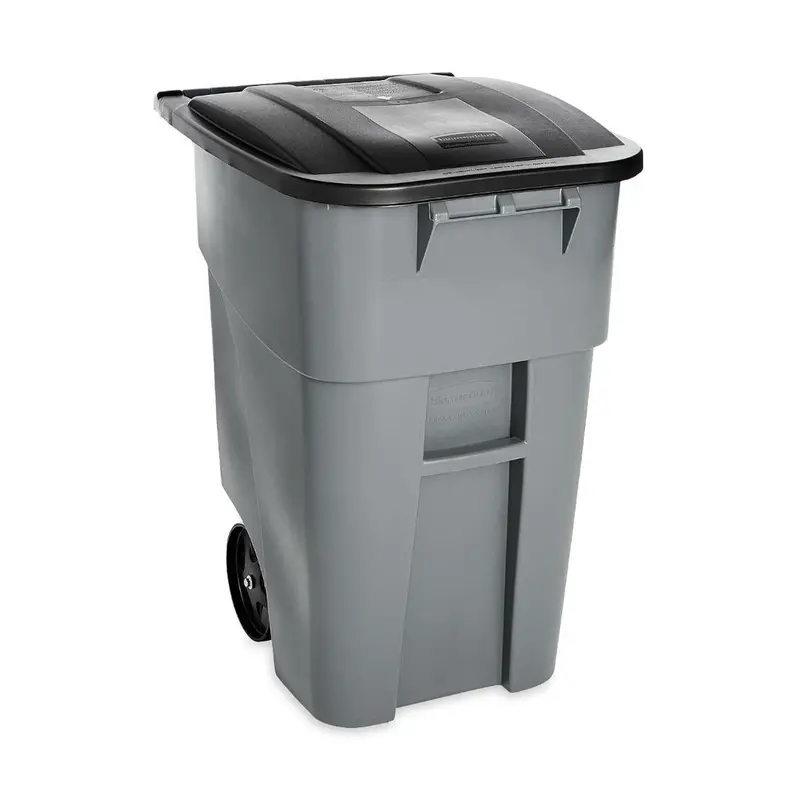 50-Gallon Gray Industrial-Grade Rollout Waste Bin For Commercial Use 1