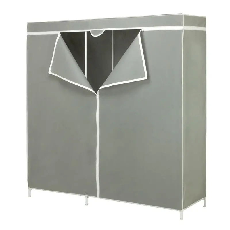 60-Inch Portable Grey Wardrobe Closet For Clothes & Seasonal Storage 1