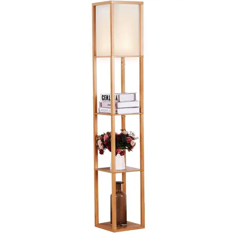 63-Inch Asian-Inspired Floor Lamp With Off-White Linen Shade And Natural Wood Accents 1