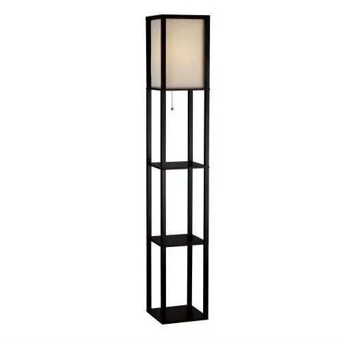 63-Inch Black Floor Lamp – Modern Silk-Shade Standing Light Fixture 1