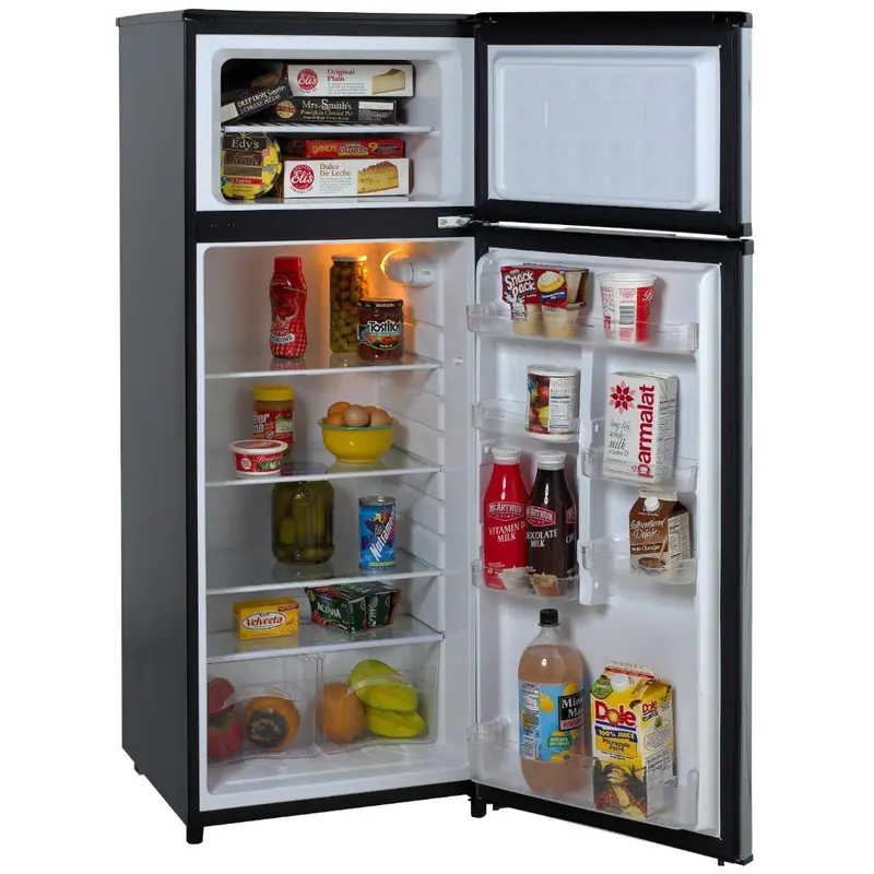 7.4 Cu Ft Top-Freezer Refrigerator In Black With Platinum Accents 1