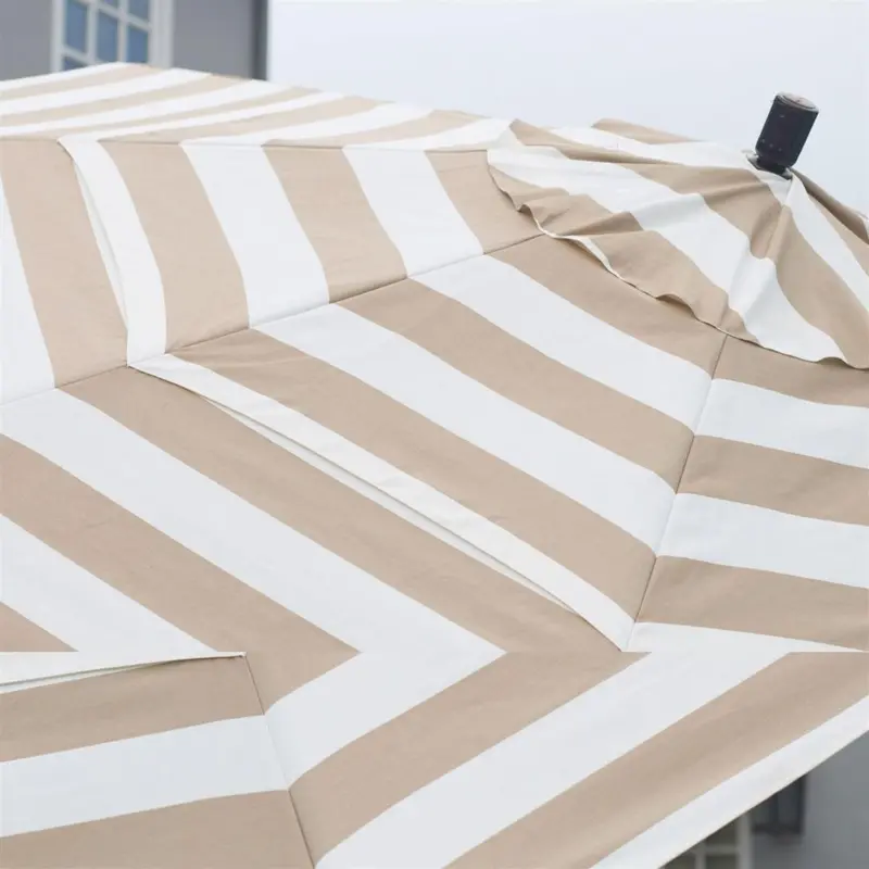7.5-Foot Beige-And-White Striped Patio Umbrella With Crank Tilt Mechanism 1