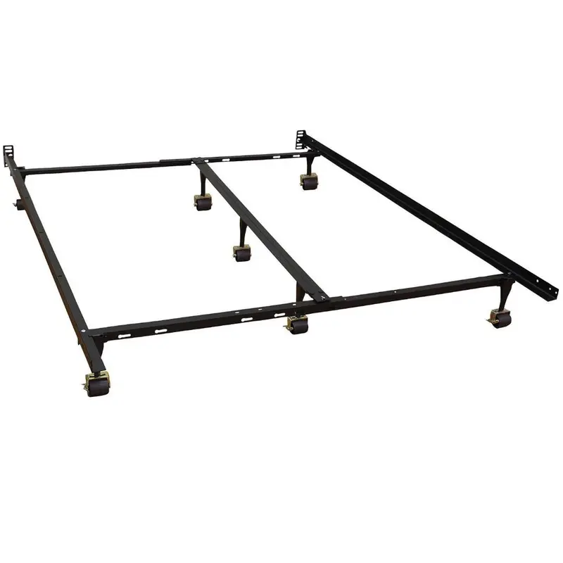 7-Leg Full Metal Bed Frame With Locking Casters And Headboard Hardware 1