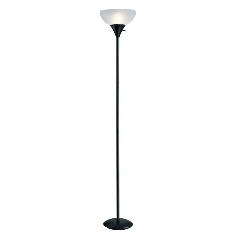 70-Inch Black Floor Lamp – 150-Watt Output, Frosted White Shade 1
