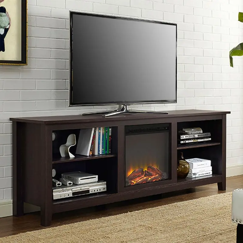 70-Inch Espresso Electric Fireplace Tv Stand – Built-In Heater And Media Console 1