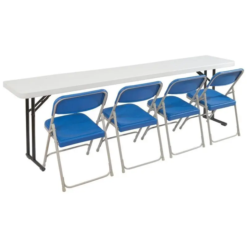 72-Inch Rectangular Folding Table – Gray Plastic Laminate Top, Powder-Coated Steel Frame 1