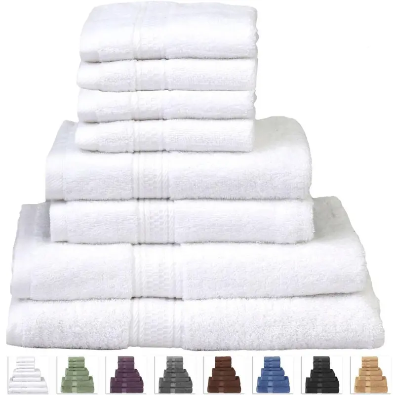 8-Piece White Cotton Bath Towel Set – Includes 2 Hand Towels & 4 Washcloths 1