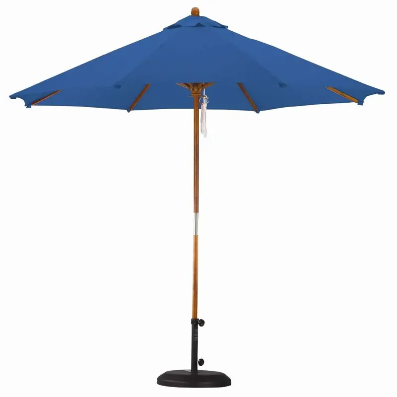 9-Foot Pulley-Operated Patio Umbrella – Pacific Blue Canopy 1