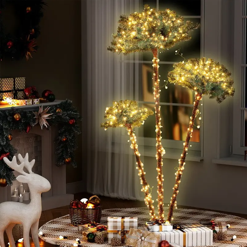 Adjustable 3-In-1 Palm-Style Led Christmas Tree – 1.2M / 1.5M / 1.8M Height, Jingle Jollys Decor 1