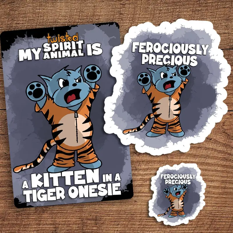 Adorable Kitten In Tiger Onesie Digital Sticker Collection 1