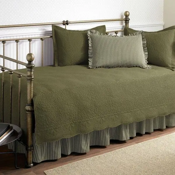 Aloe Green 5-Piece Cotton Daybed Cover Set – Twin Size, Soft & Breathable 1