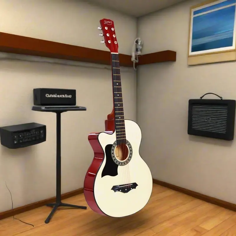 Alpha 38-Inch Left-Handed Acoustic Guitar – Full-Size Wooden Body With Steel Strings 1