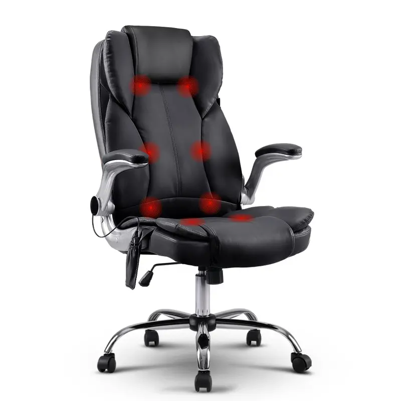 Artiss 8-Point Massage Office Chair – Pu Leather Ergonomic Seating In Black – Danoz Direct 1