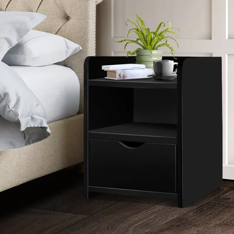 Artiss Fara Black Bedside Table – 1-Drawer + Shelf Nightstand With Free Delivery By Danoz Bedrooms 1