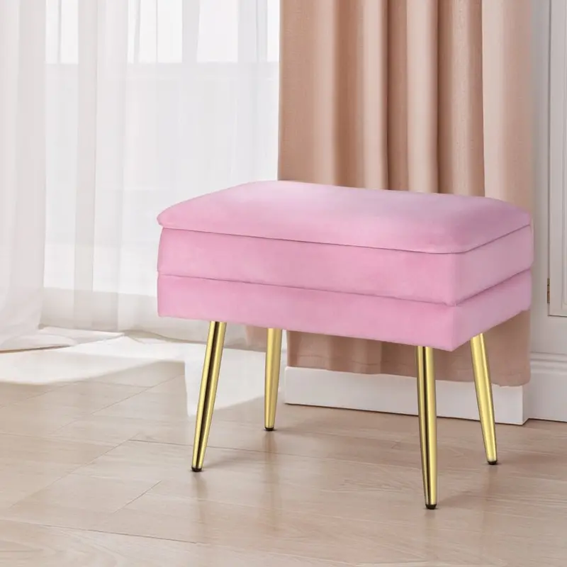 Artiss Pink Velvet Ottoman – Lift-Up Storage Footstool For Living Rooms 1