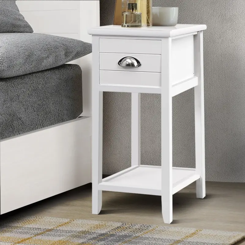 Artiss Thyme Vintage-Style Bedside Table – White Painted Finish With Free Postage 1