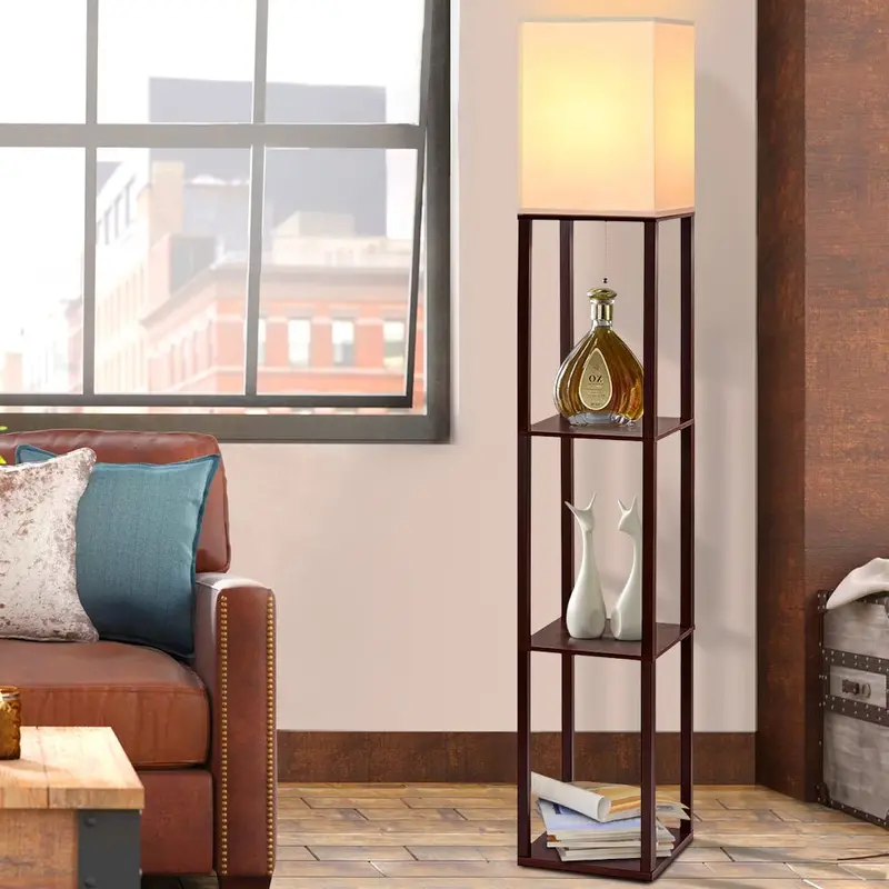 Artiss Vintage White Floor Lamp – 3-Tier Led Light Stand With Shelf Storage 1