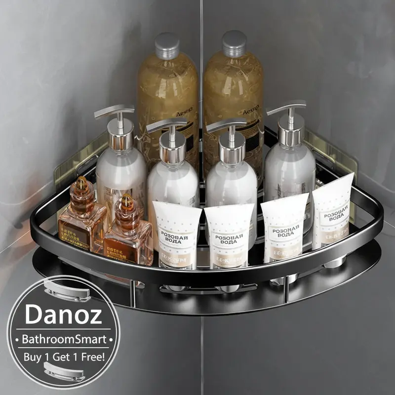 Bathroomsmart No-Drill Shower Shelf – Adhesive Mount Storage For Shampoo, Makeup & Essentials 1