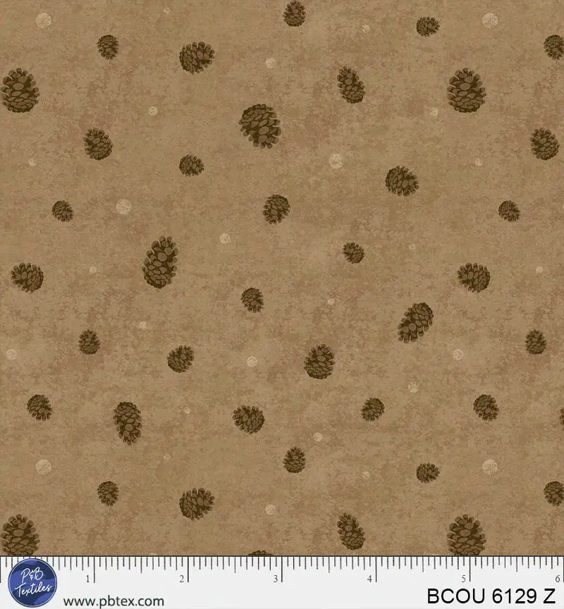 Bigfoot Country Pinecone Toss Fabric – Zinc Gray Colorway (Bcou06129Z) 1