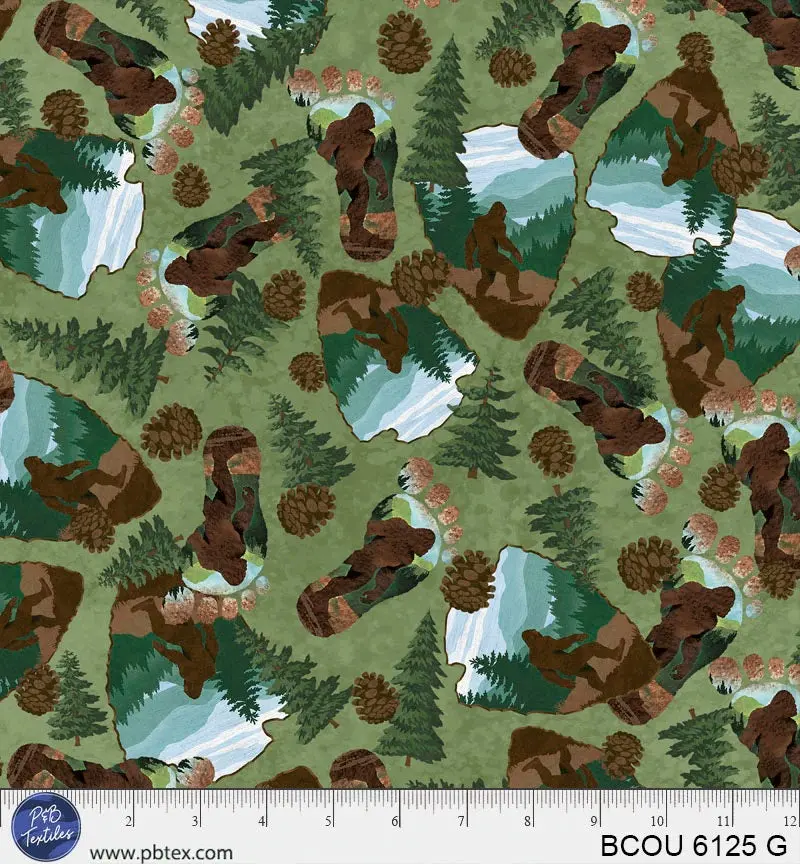 Bigfoot Country Sasquatch Toss Fabric – Graphite Gray (Bcou06125G) 1