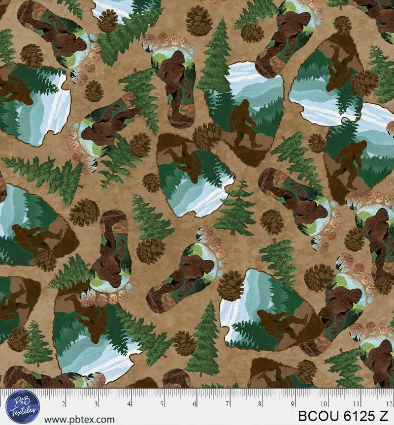 Bigfoot Country Sasquatch Toss Fabric – Zebra Stripe Accent (Bcou06125Z) 1
