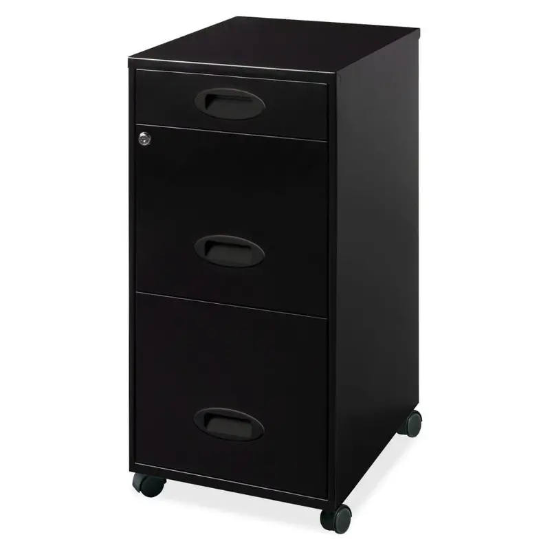 Black 3-Drawer Vertical File Cabinet – Locking Casters Included 1