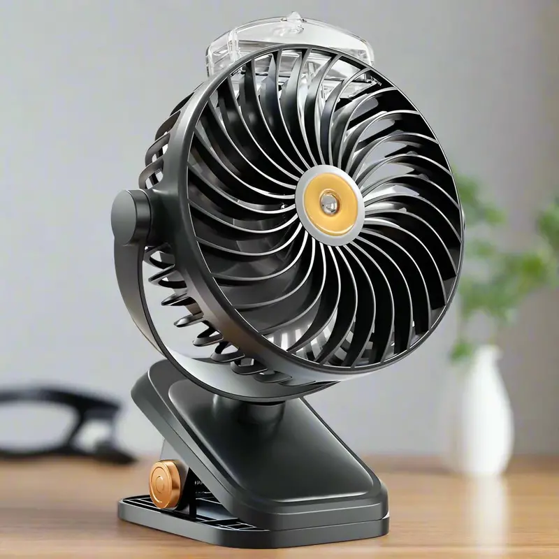Black Clip-On Mist Fan – Rechargeable Portable Cooling Fan With Variable Spray Settings 1