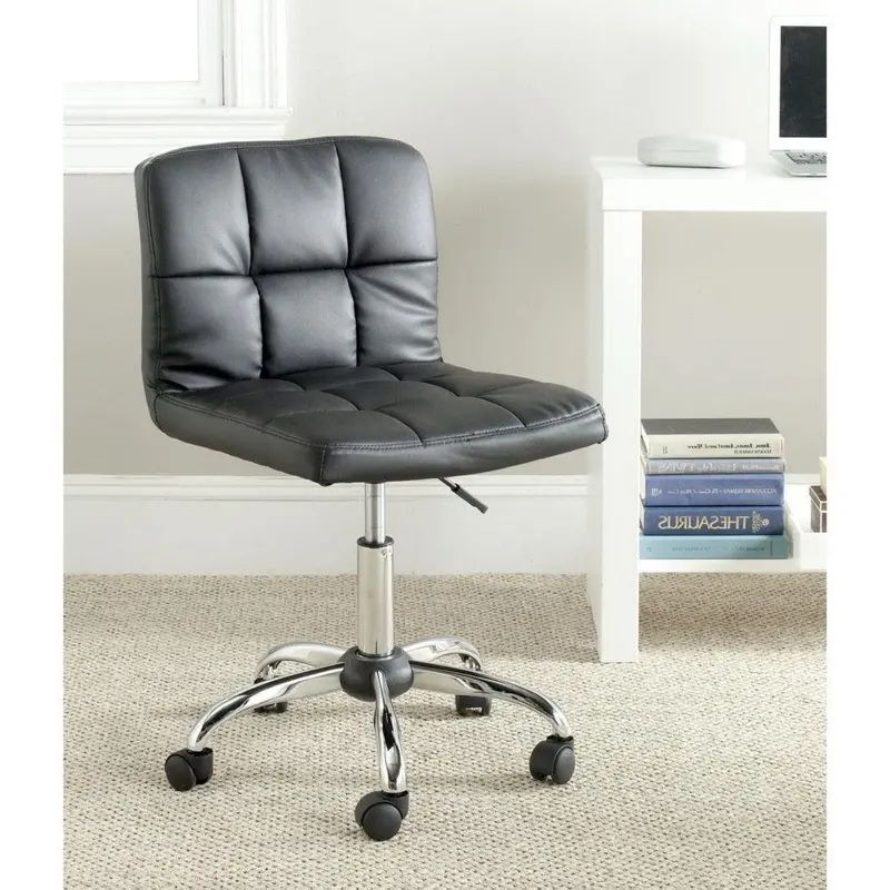 Black Faux Leather Executive Desk Chair With High-Density Memory Foam Cushioning 1