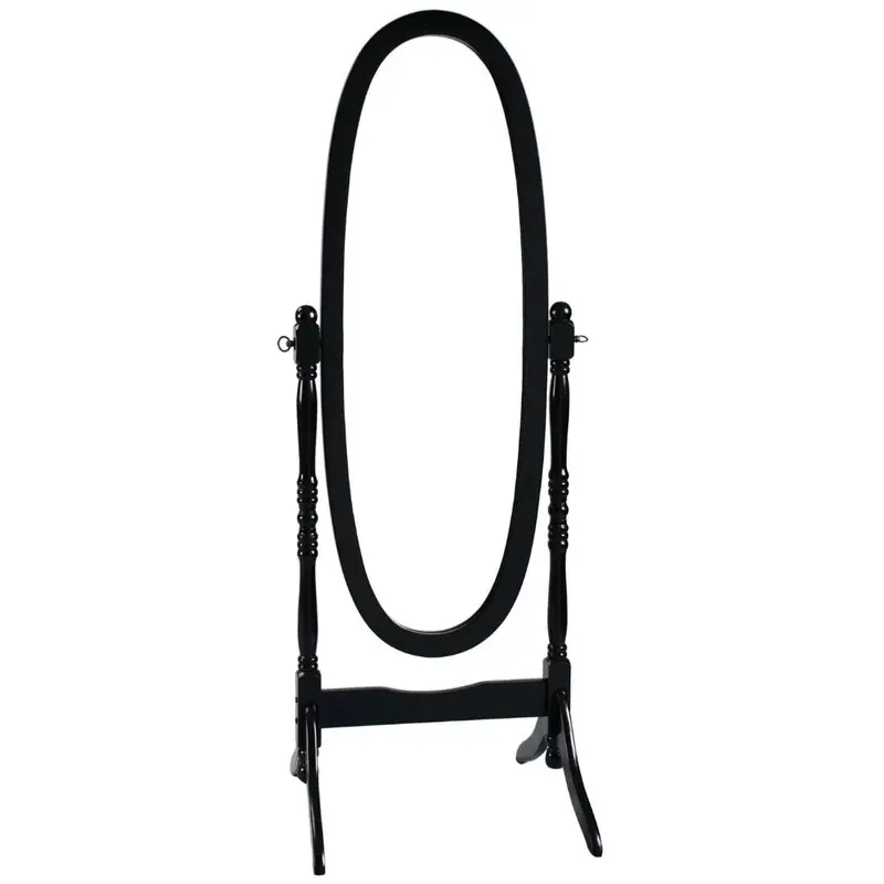 Black Freestanding Oval Cheval Floor Mirror – Elegant Full-Length Design 1