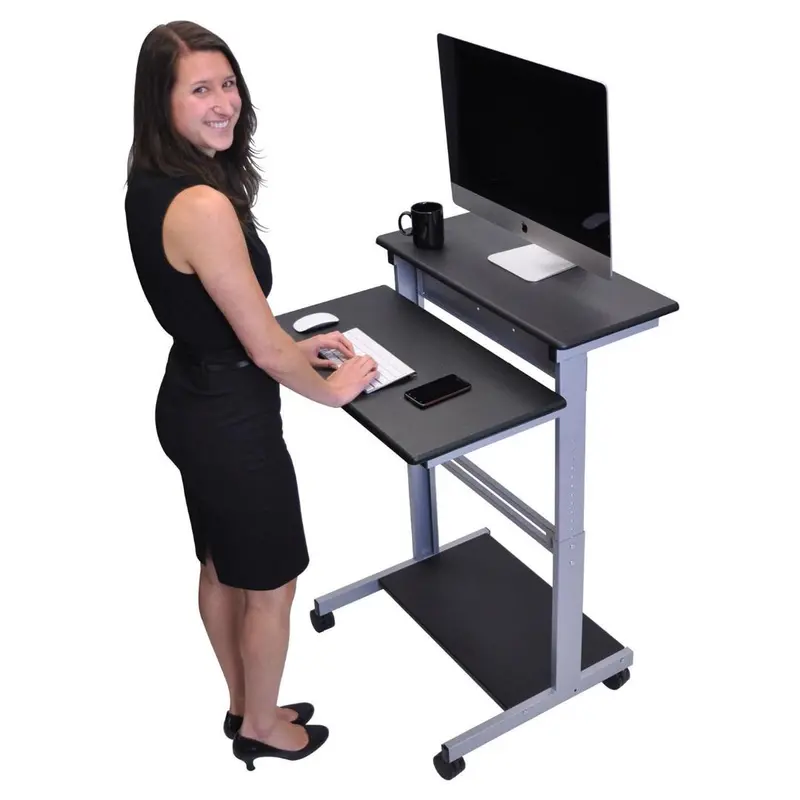 Black Height-Adjustable Standing Desk – 31.5-Inch Mobile Computer Workstation 1