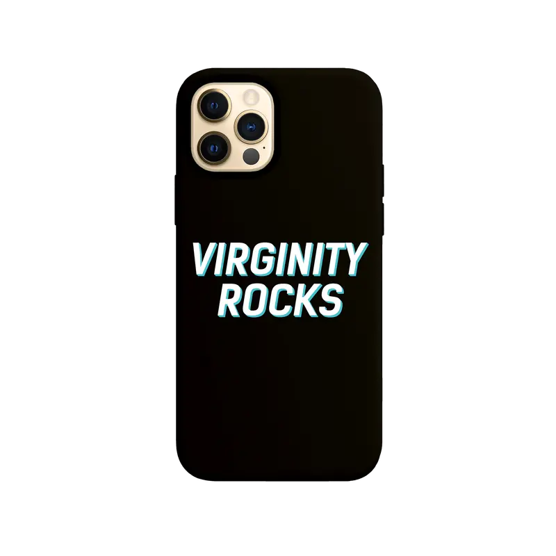 Black Iphone Case Featuring Virginity Rocks Design 1