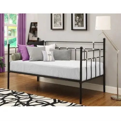 Black Metal Twin Daybed With Chrome Accents – Indoor Or Outdoor Use 1