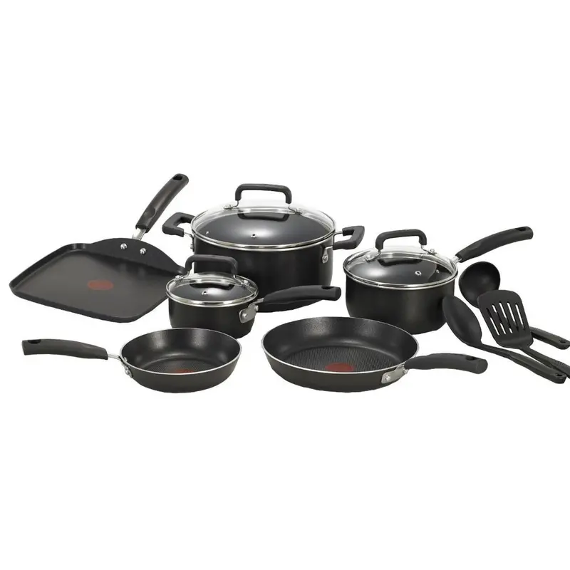 Black Nonstick 12-Piece Cookware Set – Dishwasher-Safe Kitchen Essentials 1