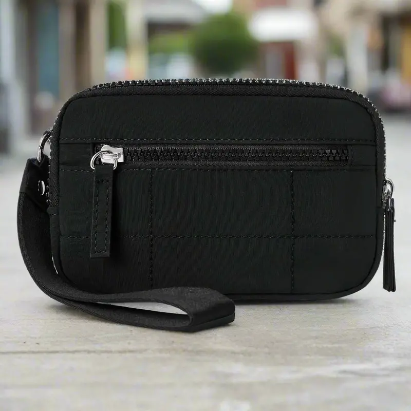 Black Rfid-Blocking Wristlet Clutch By Danoz Fashion – Compact, Waterproof Wallet With Card Slots & Clear Id Window 1