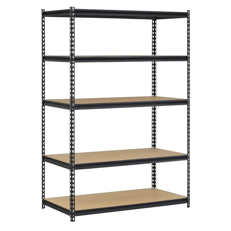 Black Steel 5-Shelf Adjustable Storage Rack 1