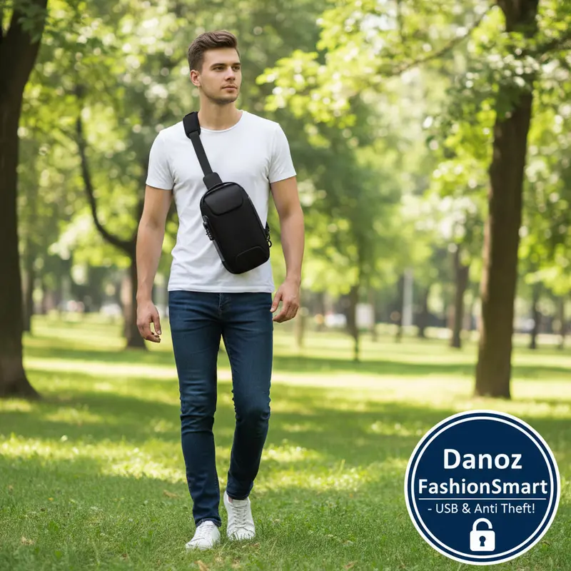 Black Tactical Chest Bag – Anti-Theft Sling With Password Lock & Usb Charging Port – Fashionsmart 1